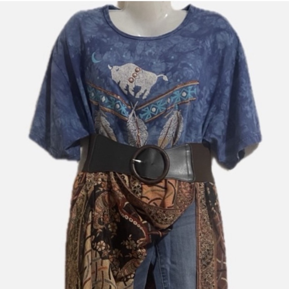 Upcycled boho maxi t-shirt dress. - Picture 3 of 11